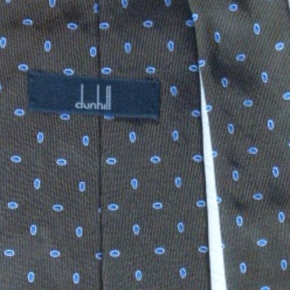 Dunhill brown blue geometric silk tie made in England